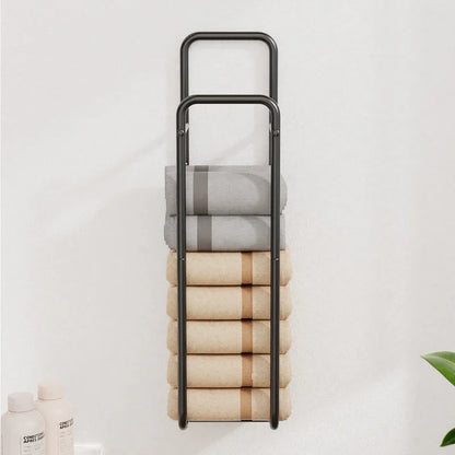 Double-Pole Towel Rack, Wall-Mounted Storage Rack for Bathroom,Black - Mekamart Australia