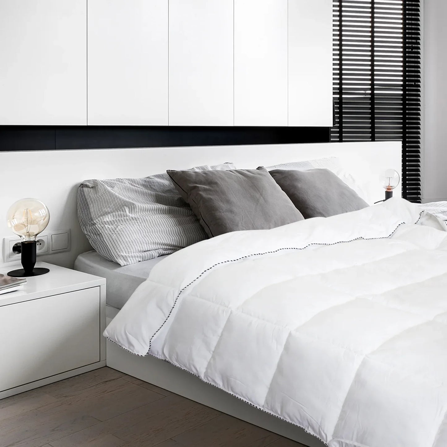 Royal Comfort Bamboo Blend Quilt 250GSM Luxury Duvet 100% Cotton Cover - Single - White - Mekamart Australia