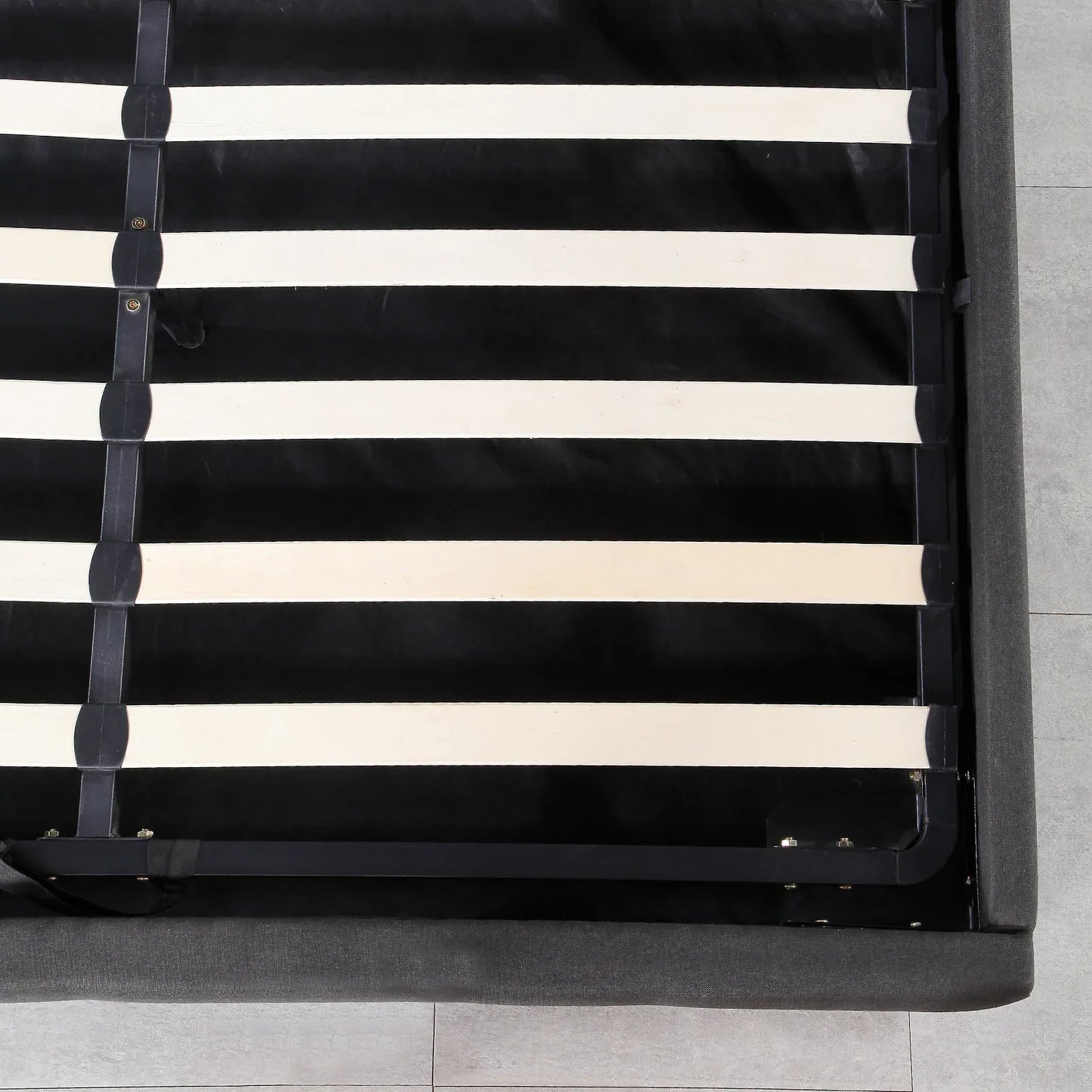 Milano Decor Eden Gas Lift Bed With Headboard Platform Storage Dark Grey Fabric - Single - Dark Grey - Mekamart Australia