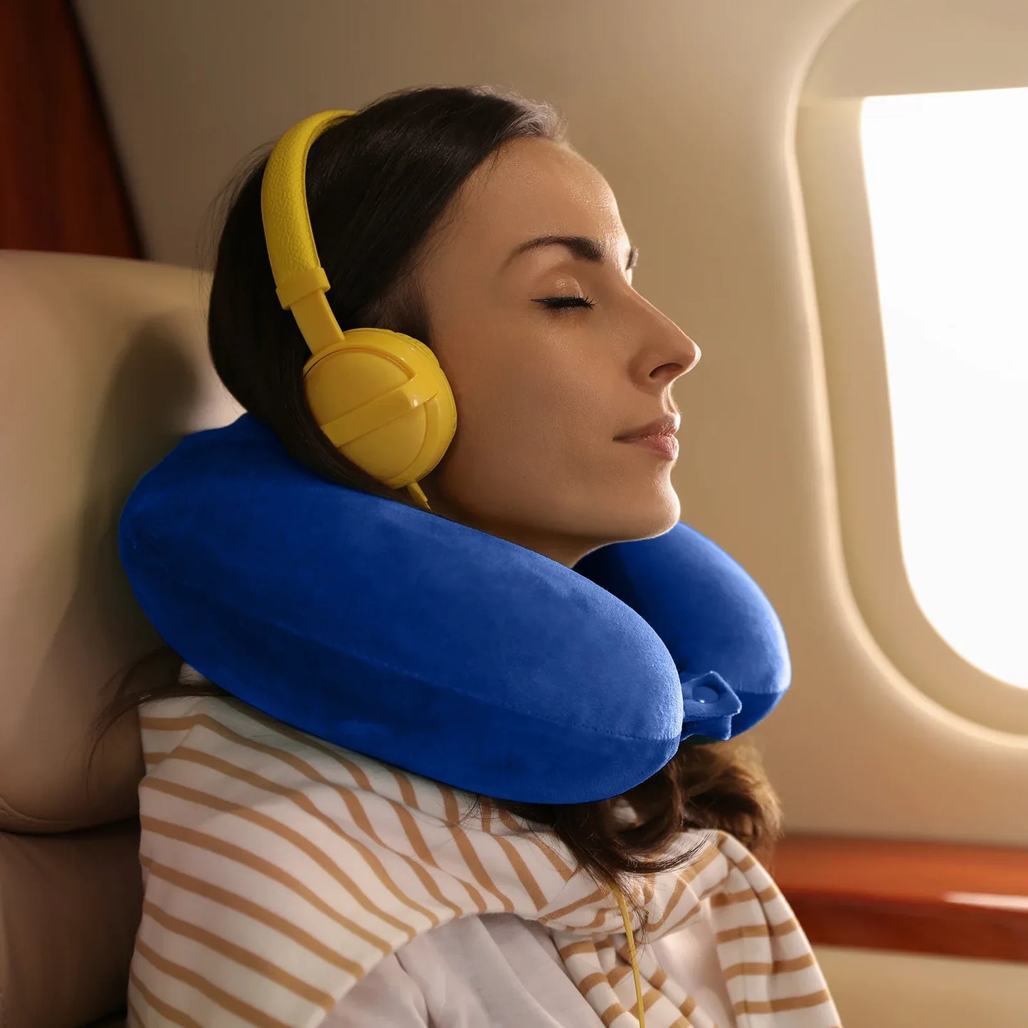 Milano Decor Memory Foam Travel Neck Pillow With Clip Cushion Support Soft Blue - Mekamart Australia