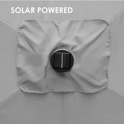 Arcadia Furniture Umbrella 3 Metre Umbrella with Solar LED Lights Garden Yard - Grey - Mekamart Australia