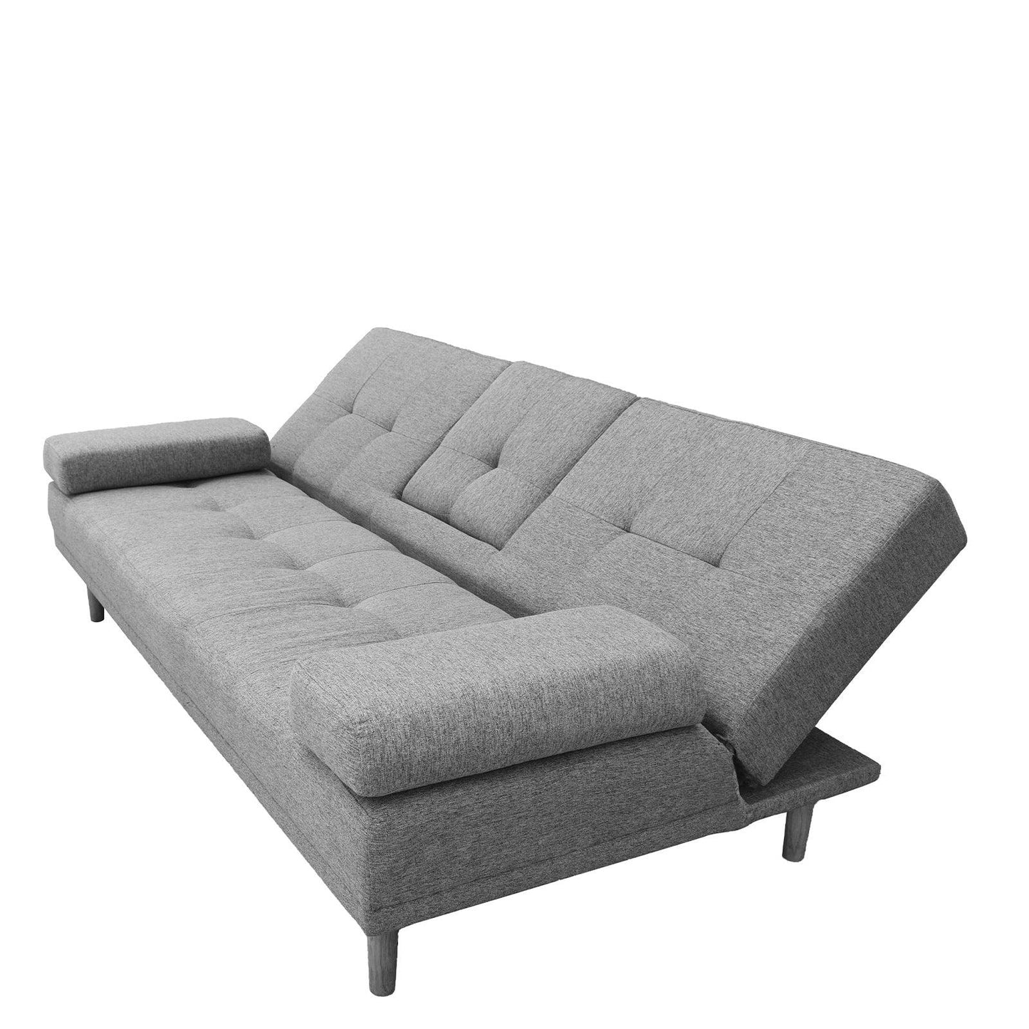 Casa Decor Mendoza 2 in 1 Sofa Bed Couch Grey Pull Down Cupholder 3 Seats Futon - Mekamart Australia