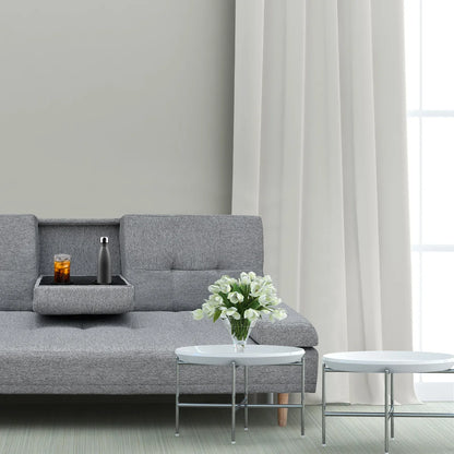 Casa Decor Mendoza 2 in 1 Sofa Bed Couch Grey Pull Down Cupholder 3 Seats Futon - Mekamart Australia