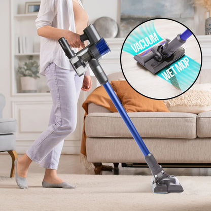 MyGenie H20 PRO Wet Mop 2-IN-1 Cordless Stick Vacuum Cleaner Handheld Recharge - Blue - Mekamart Australia
