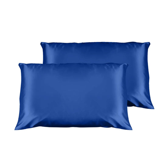 Casa Decor Luxury Satin Pillowcase Twin Pack Size With Gift Box Luxury - Navy Blue - Mekamart Australia