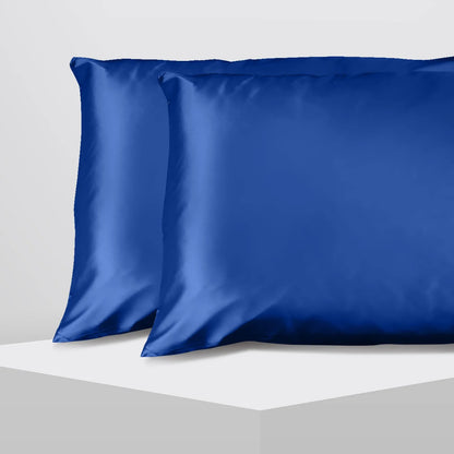 Casa Decor Luxury Satin Pillowcase Twin Pack Size With Gift Box Luxury - Navy Blue - Mekamart Australia
