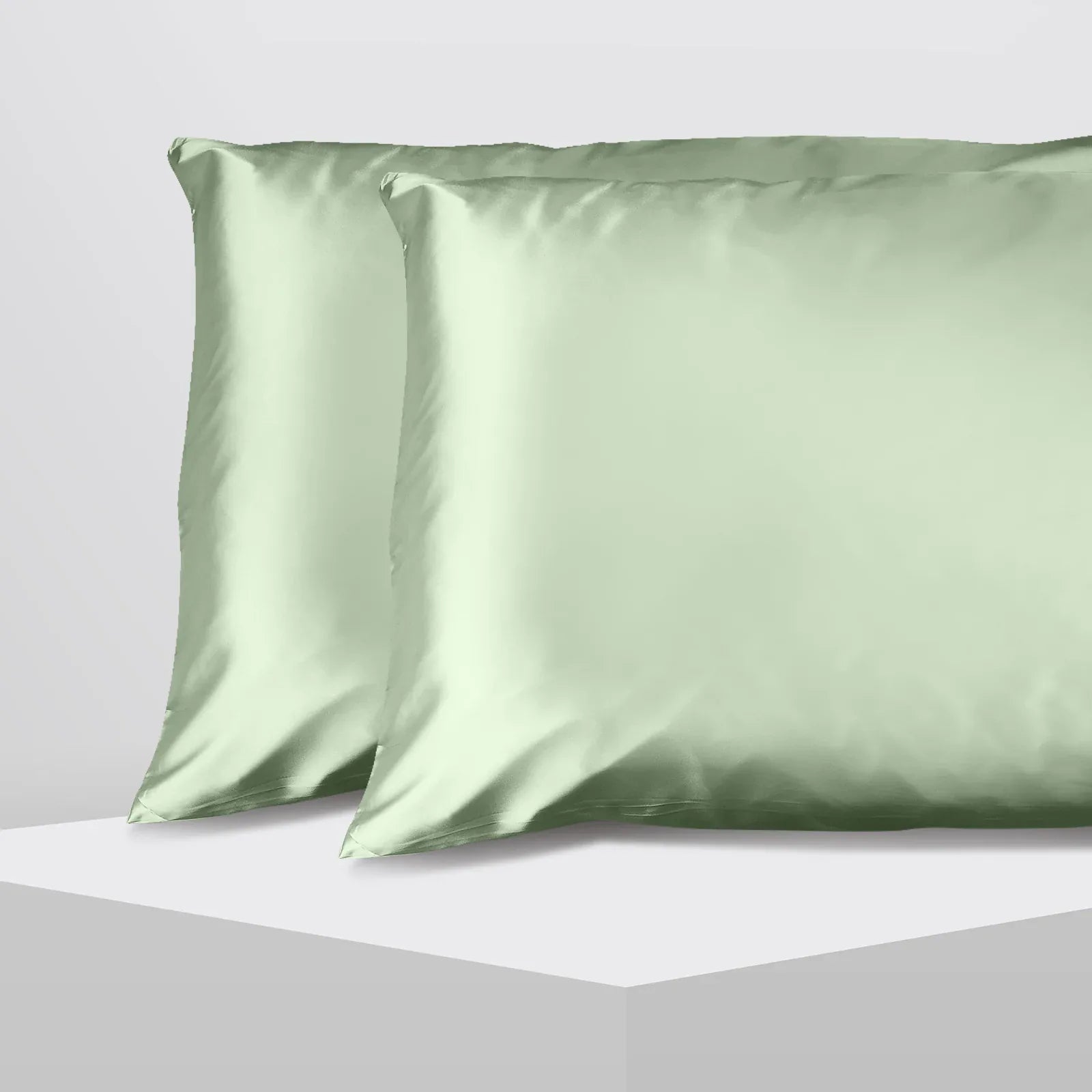 Casa Decor Luxury Satin Pillowcase Twin Pack Size With Gift Box Luxury - Sage Green - Mekamart Australia