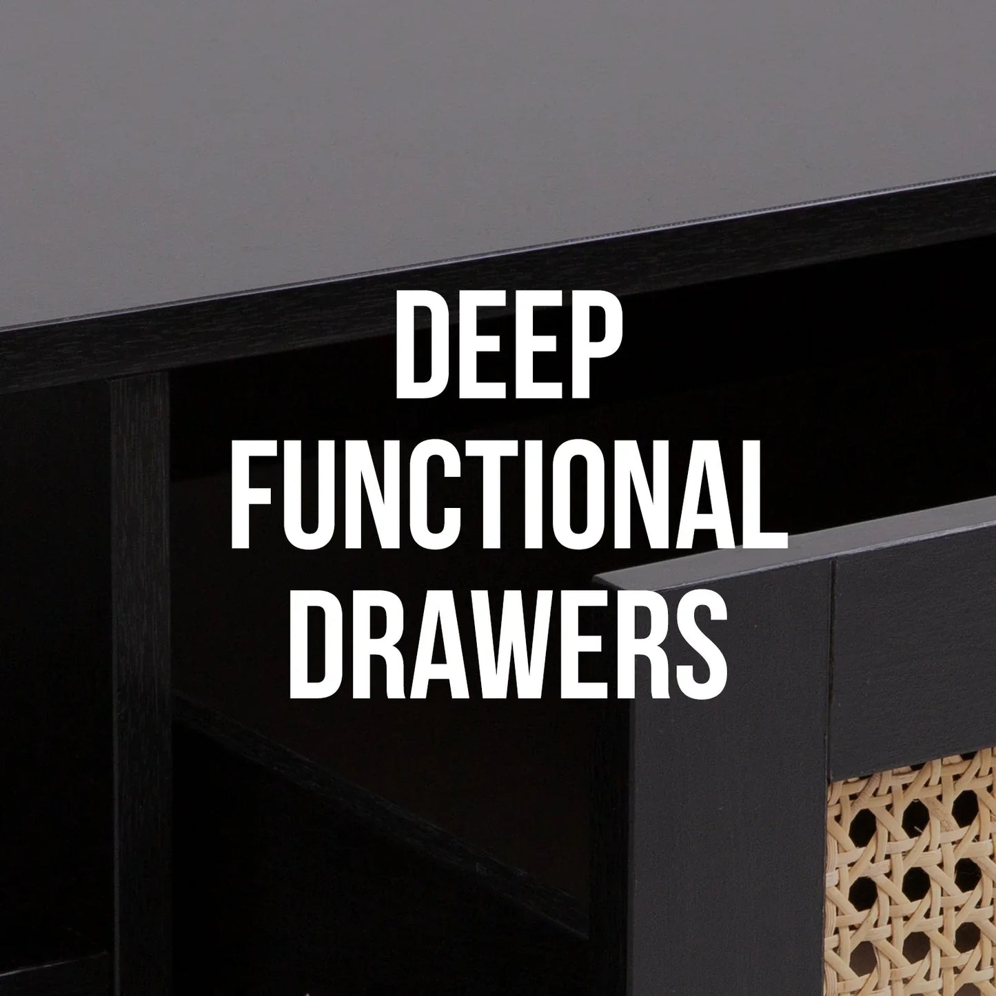 Casa Decor Tulum Rattan Coffee Table Storage Drawer Furniture Wooden Black - Mekamart Australia