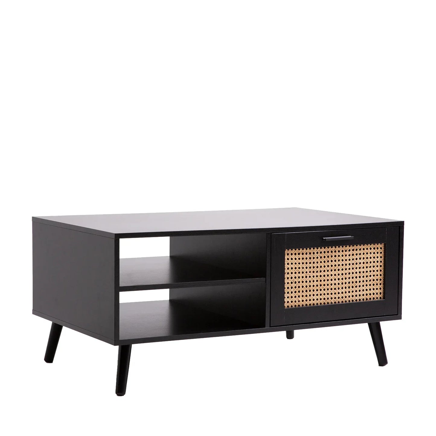 Casa Decor Tulum Rattan Coffee Table Storage Drawer Furniture Wooden Black - Mekamart Australia
