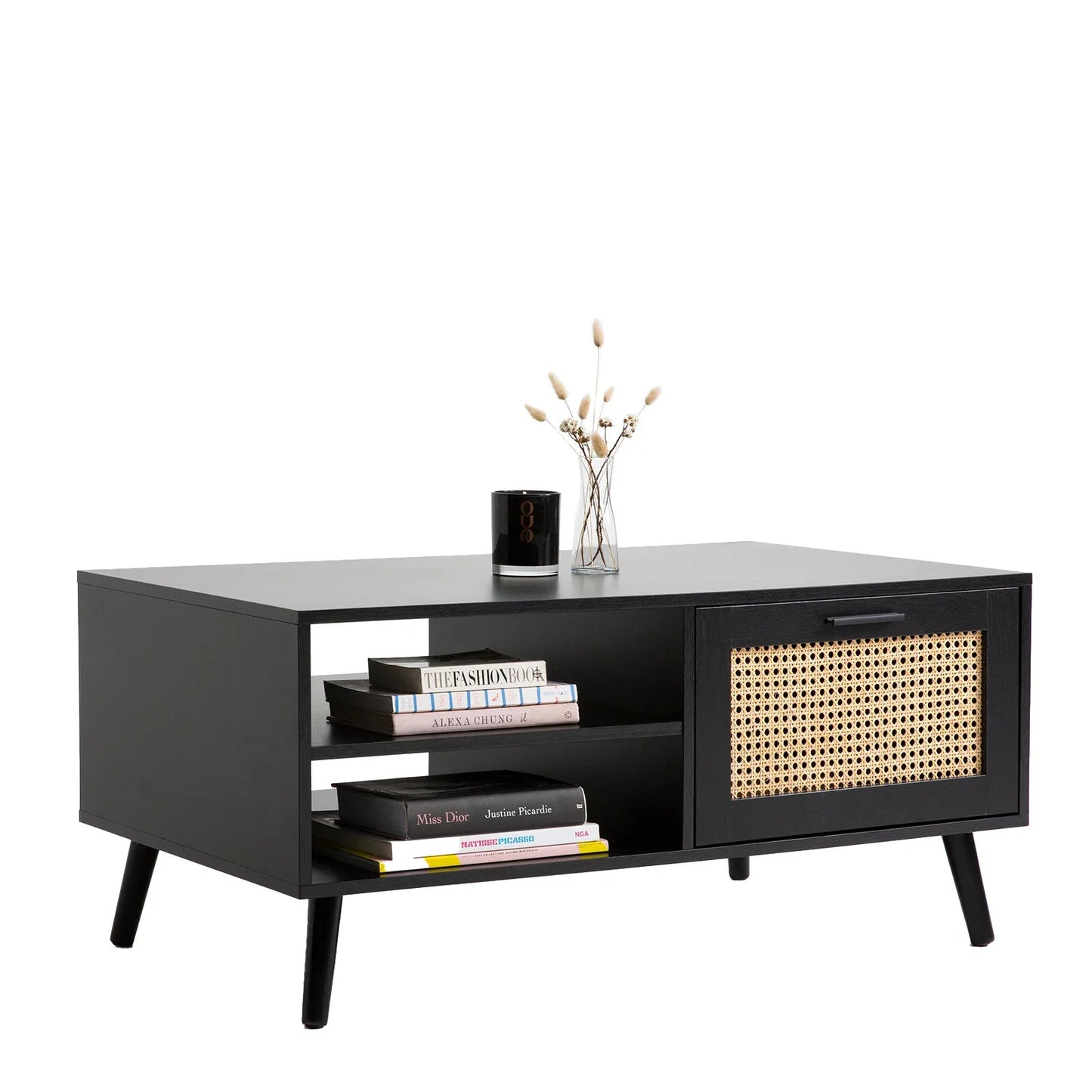 Casa Decor Tulum Rattan Coffee Table Storage Drawer Furniture Wooden Black - Mekamart Australia