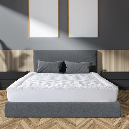 Royal Comfort 1200GSM Deluxe 7-Zone Mattress Topper Luxury Gusset Breathable - Single - White - Mekamart Australia