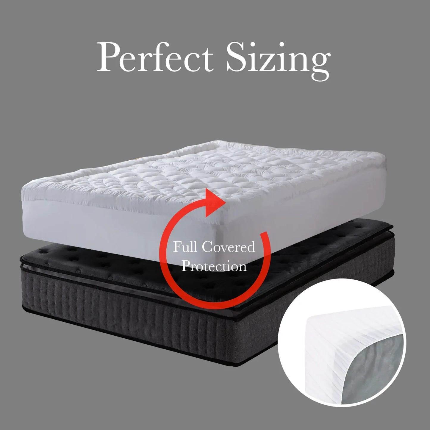 Royal Comfort 1200GSM Deluxe 7-Zone Mattress Topper Luxury Gusset Breathable - Single - White - Mekamart Australia