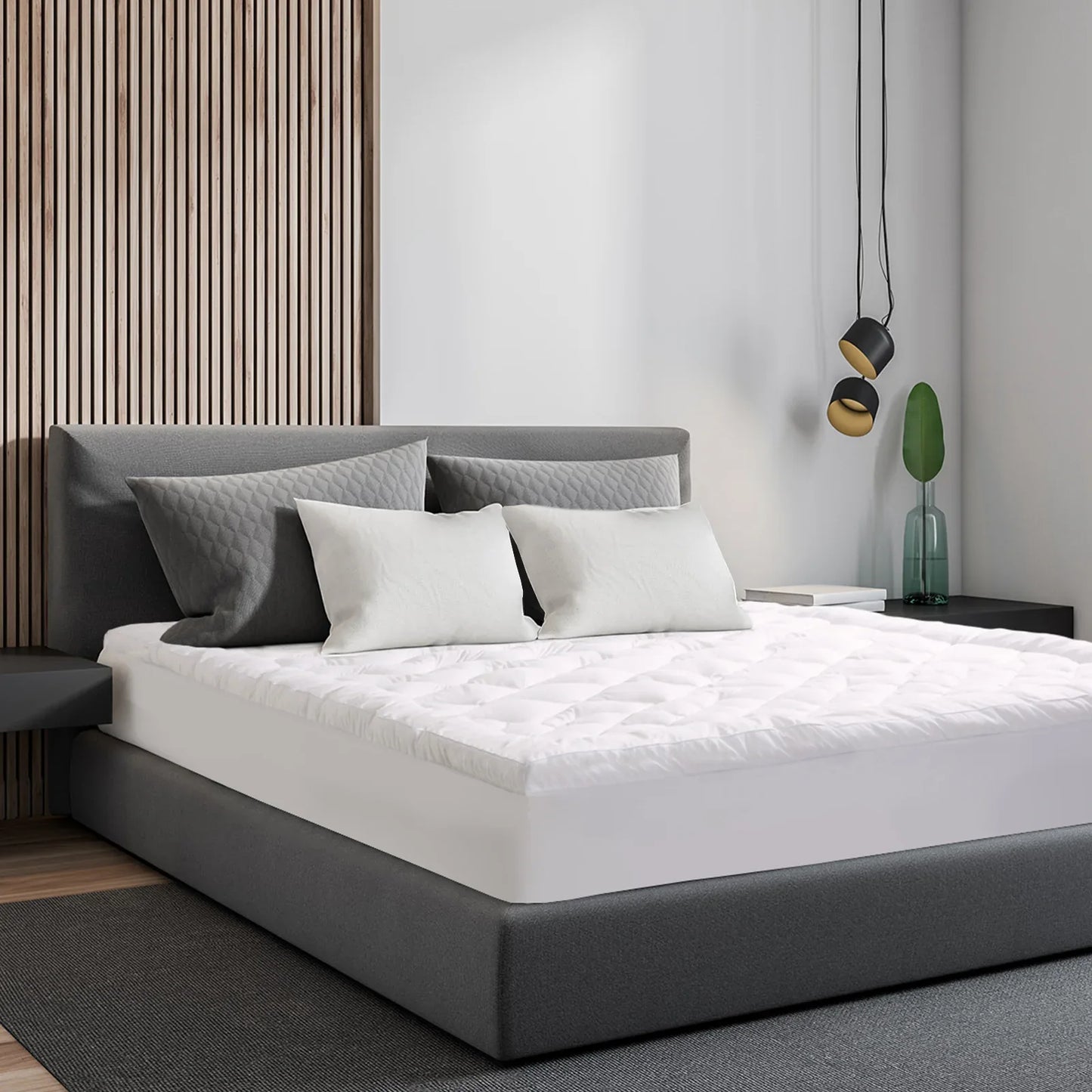 Royal Comfort 1200GSM Deluxe 7-Zone Mattress Topper Luxury Gusset Breathable - Double - White - Mekamart Australia