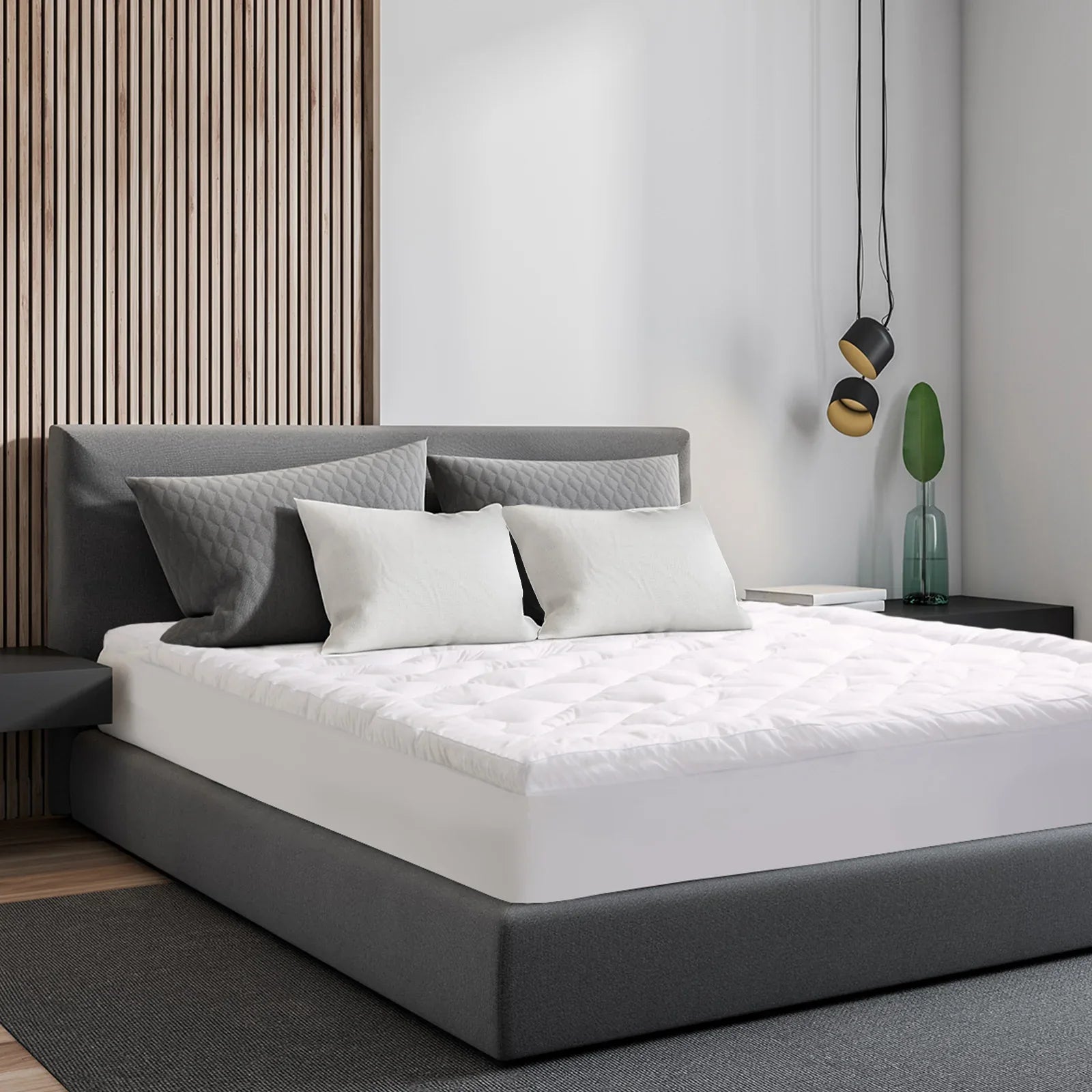 Royal Comfort 1200GSM Deluxe 7-Zone Mattress Topper Luxury Gusset Breathable - King - White - Mekamart Australia