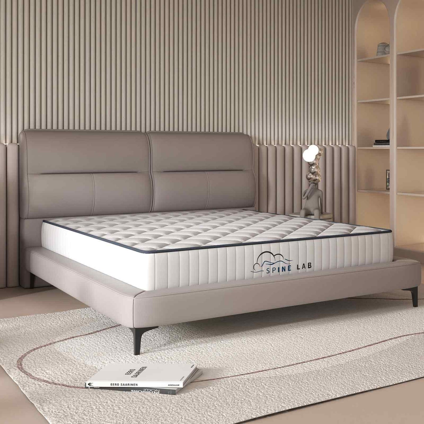 Spine-Lab Mattress 5 Zone 21cm Medium Firm Foam Bonnell Spring - King Single - White - Mekamart Australia