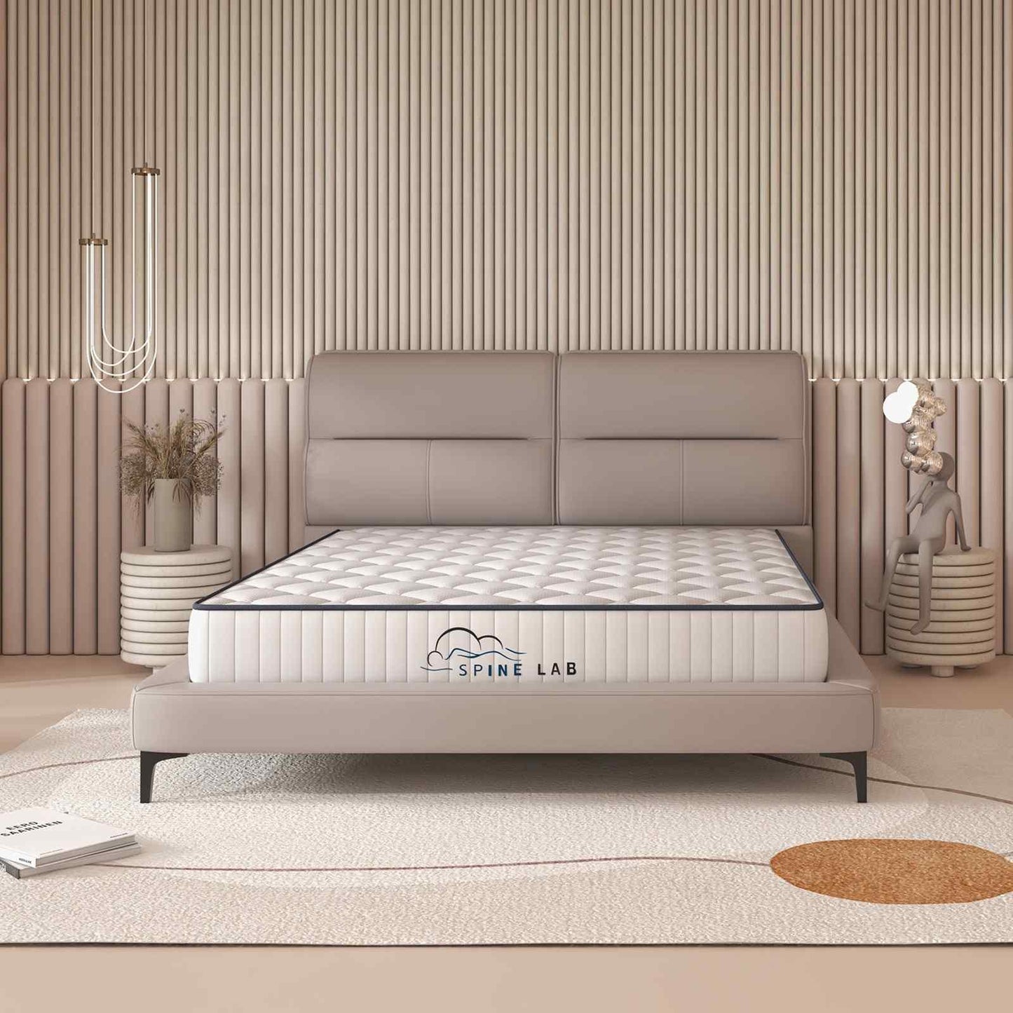 Spine-Lab Mattress 5 Zone 21cm Medium Firm Foam Bonnell Spring - King Single - White - Mekamart Australia