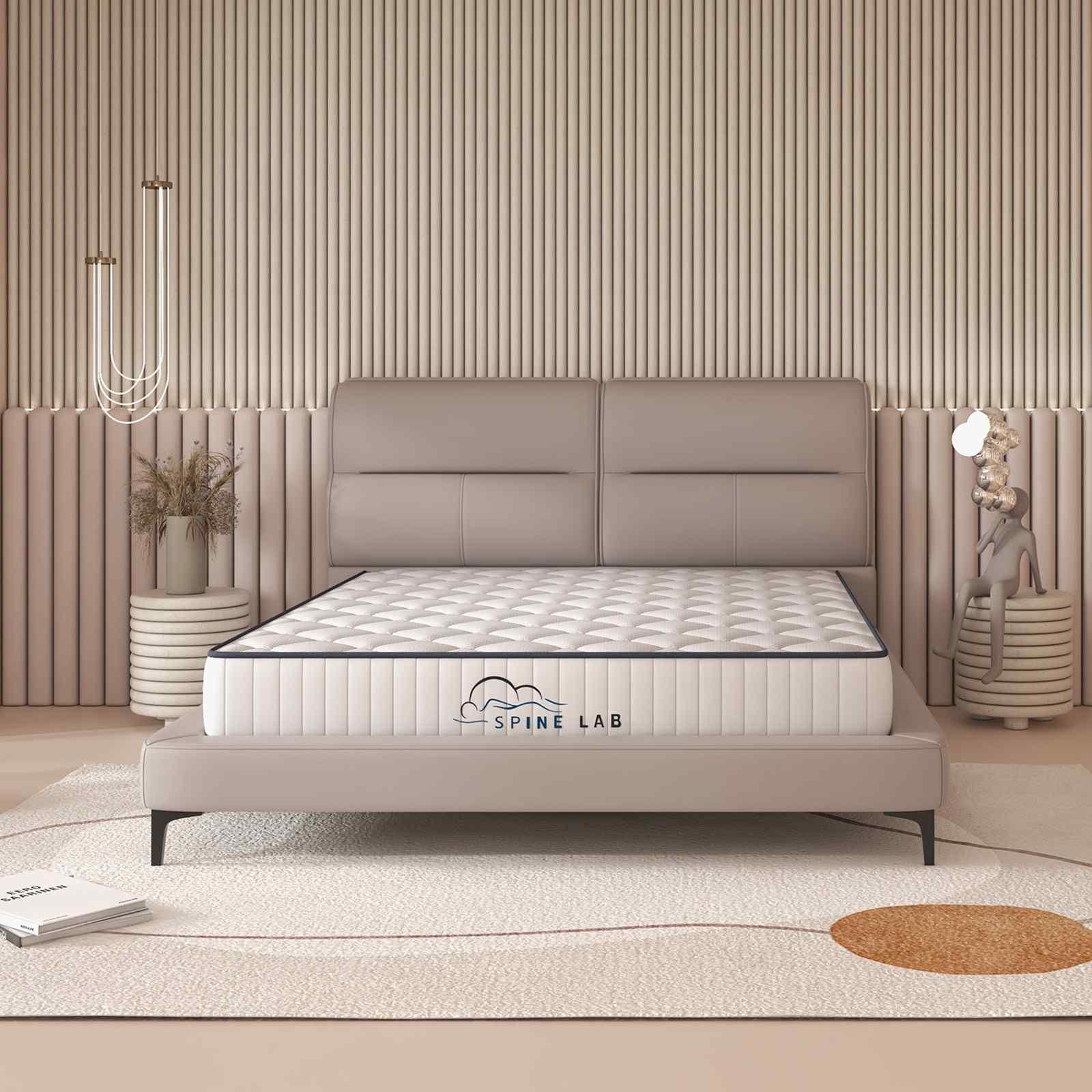 Spine-Lab Mattress 5 Zone 21cm Medium Firm Foam Bonnell Spring - King Single - White - Mekamart Australia