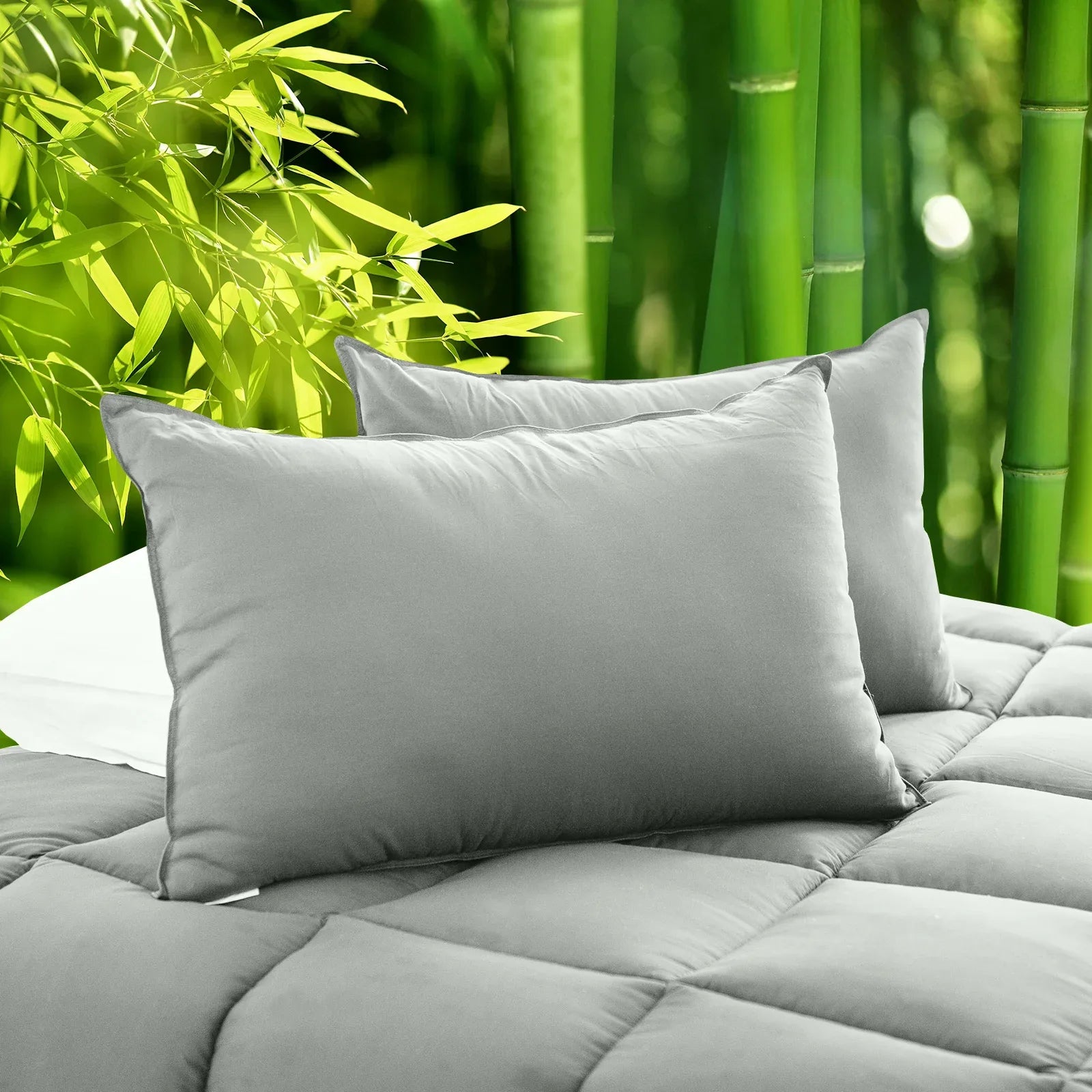 Royal Comfort Charcoal Bamboo Pillow Hotel Quality Luxury Twin Pack - Mekamart Australia