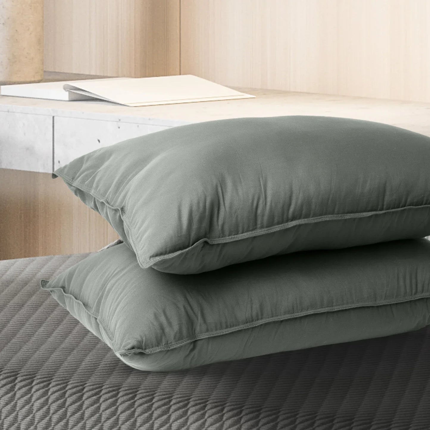 Royal Comfort Charcoal Bamboo Pillow Hotel Quality Luxury Twin Pack - Mekamart Australia