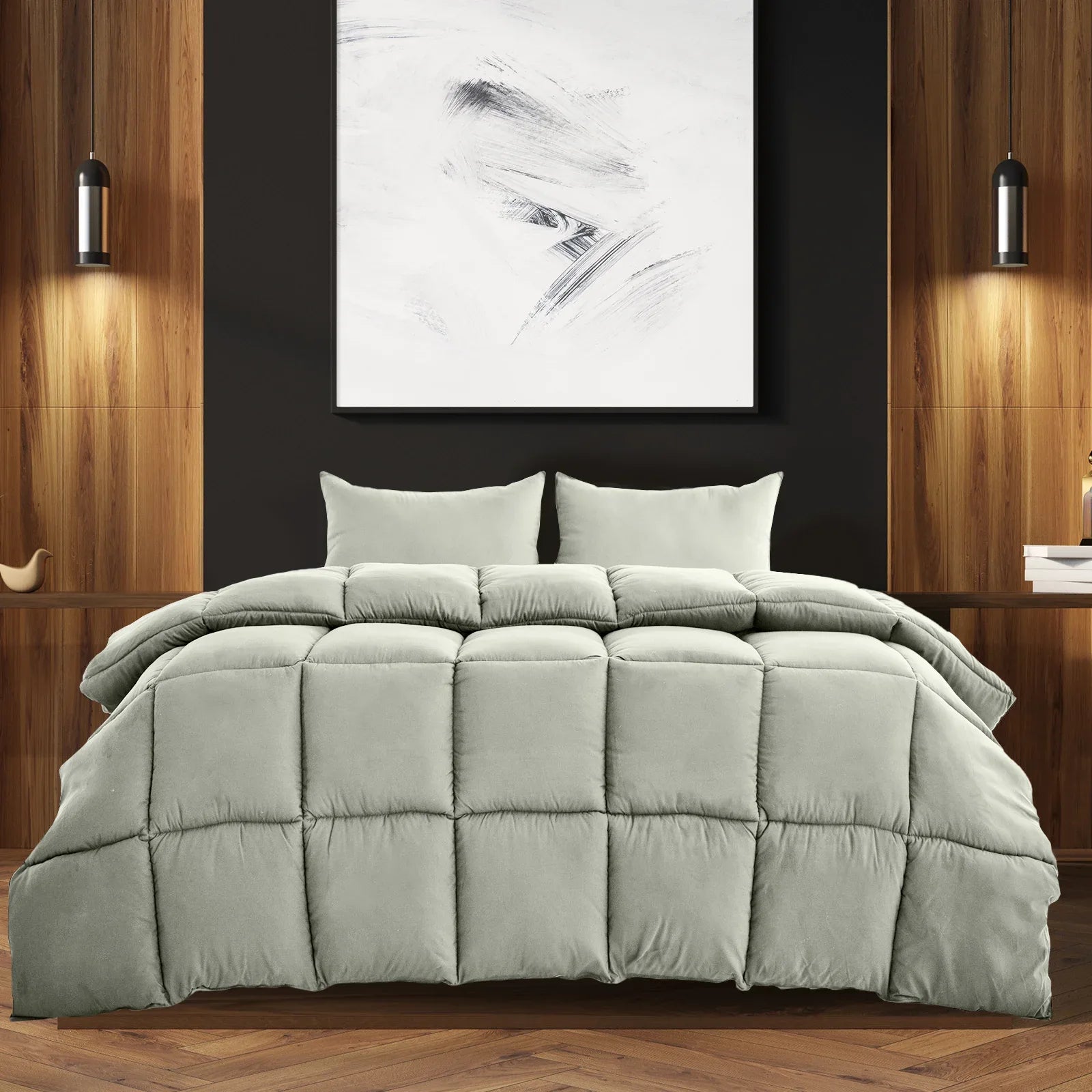 Royal Comfort 350GSM Charcoal Bamboo Quilt Luxury Bedding Duvet All Seasons - Double - Charcoal - Mekamart Australia