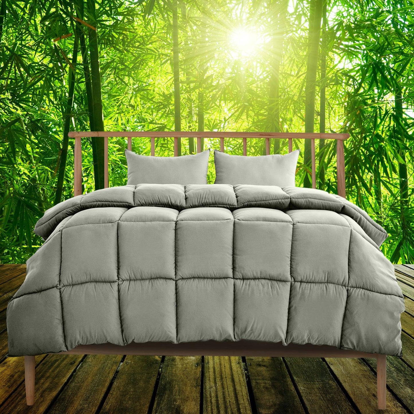 Royal Comfort 350GSM Charcoal Bamboo Quilt Luxury Bedding Duvet All Seasons - Double - Charcoal - Mekamart Australia