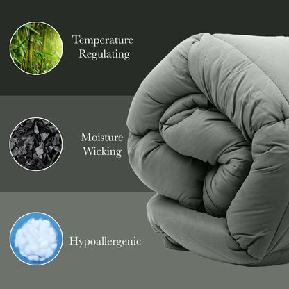 Royal Comfort 350GSM Charcoal Bamboo Quilt Luxury Bedding Duvet All Seasons - King - Charcoal - Mekamart Australia