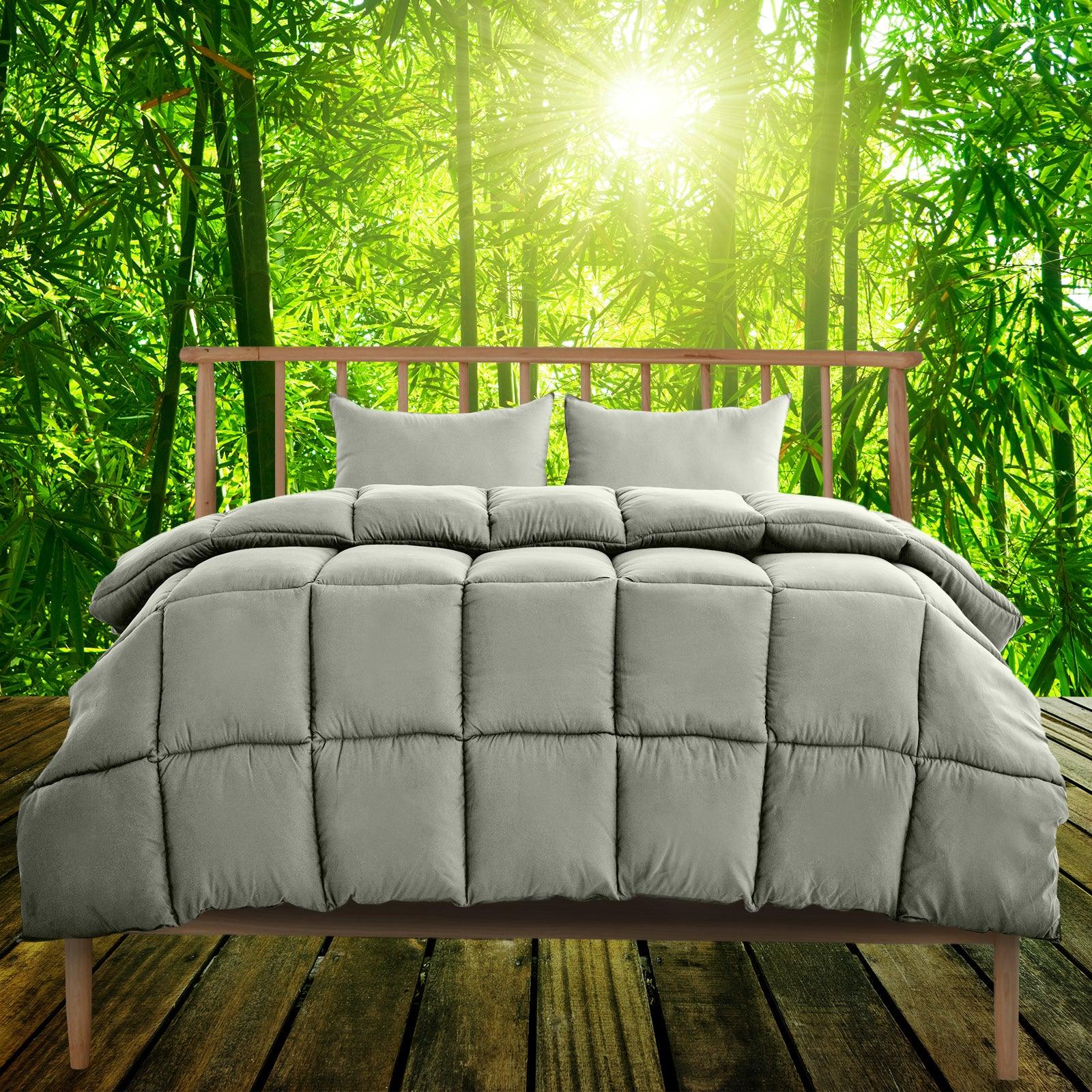 Royal Comfort 350GSM Charcoal Bamboo Quilt Luxury Bedding Duvet All Seasons - King - Charcoal - Mekamart Australia