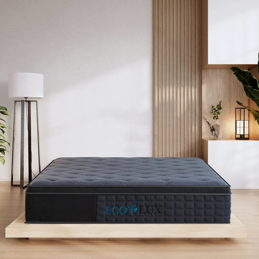 Eco Lux Euro Top 7 -Zone Pocket Spring Mattress Plush Edge Support Medium Firm - Single - Mekamart Australia