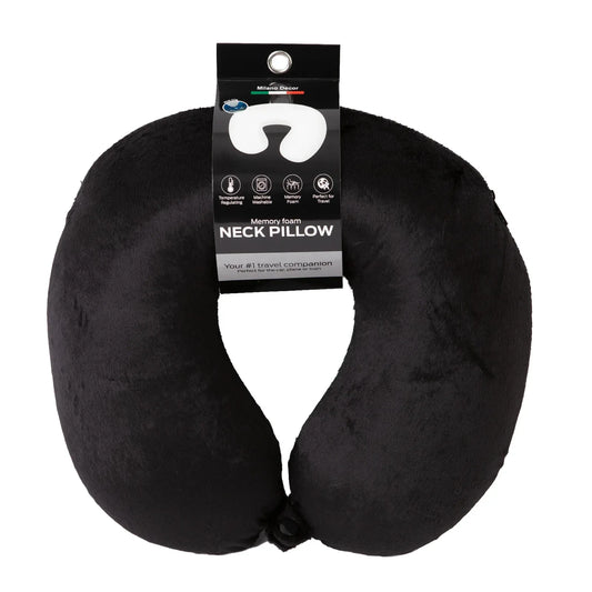 Milano Decor Memory Foam Travel Neck Pillow With Clip Cushion Support Soft Black - Mekamart Australia