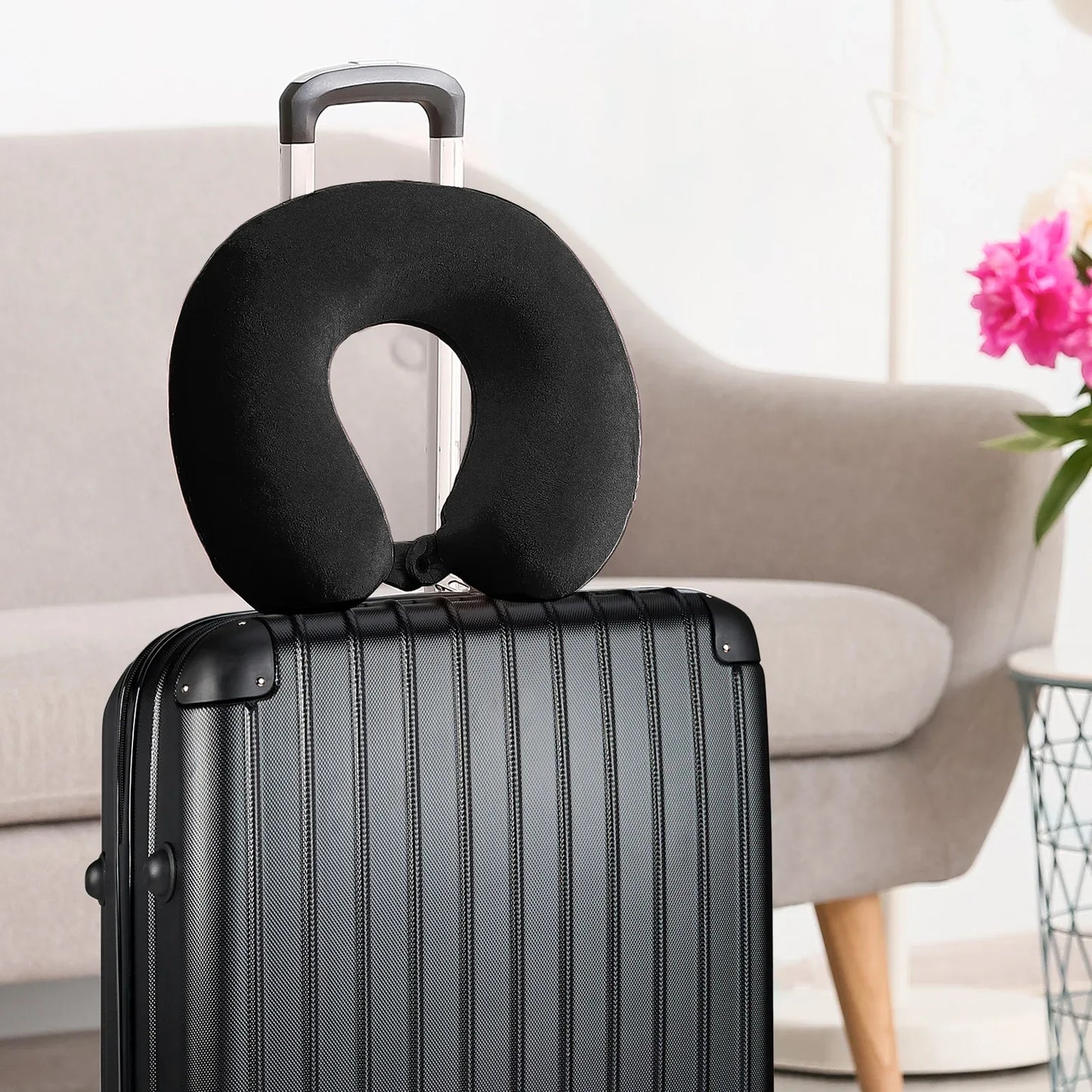 Milano Decor Memory Foam Travel Neck Pillow With Clip Cushion Support Soft Black - Mekamart Australia