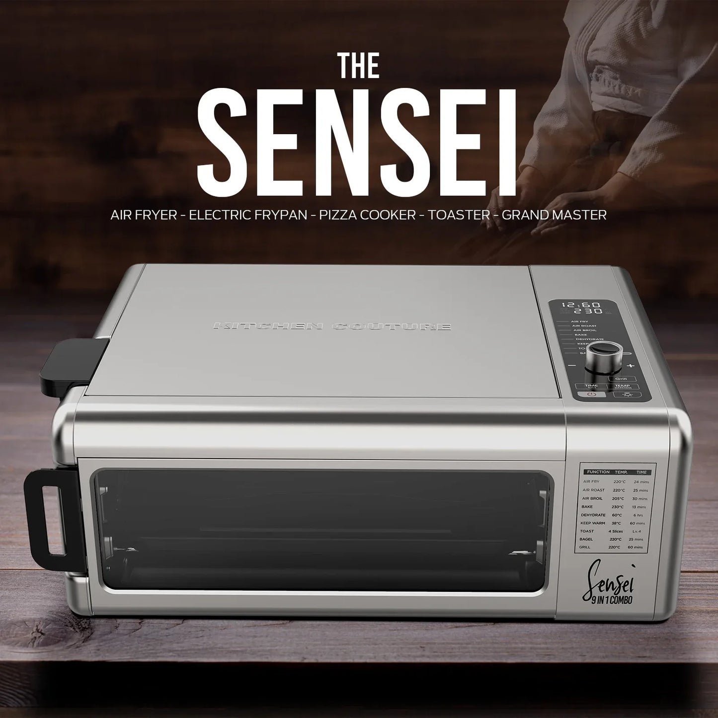 Kitchen Couture 9-In-1 Sensei XL Flip Air Fryer Oven Grill Stainless Steel - Mekamart Australia