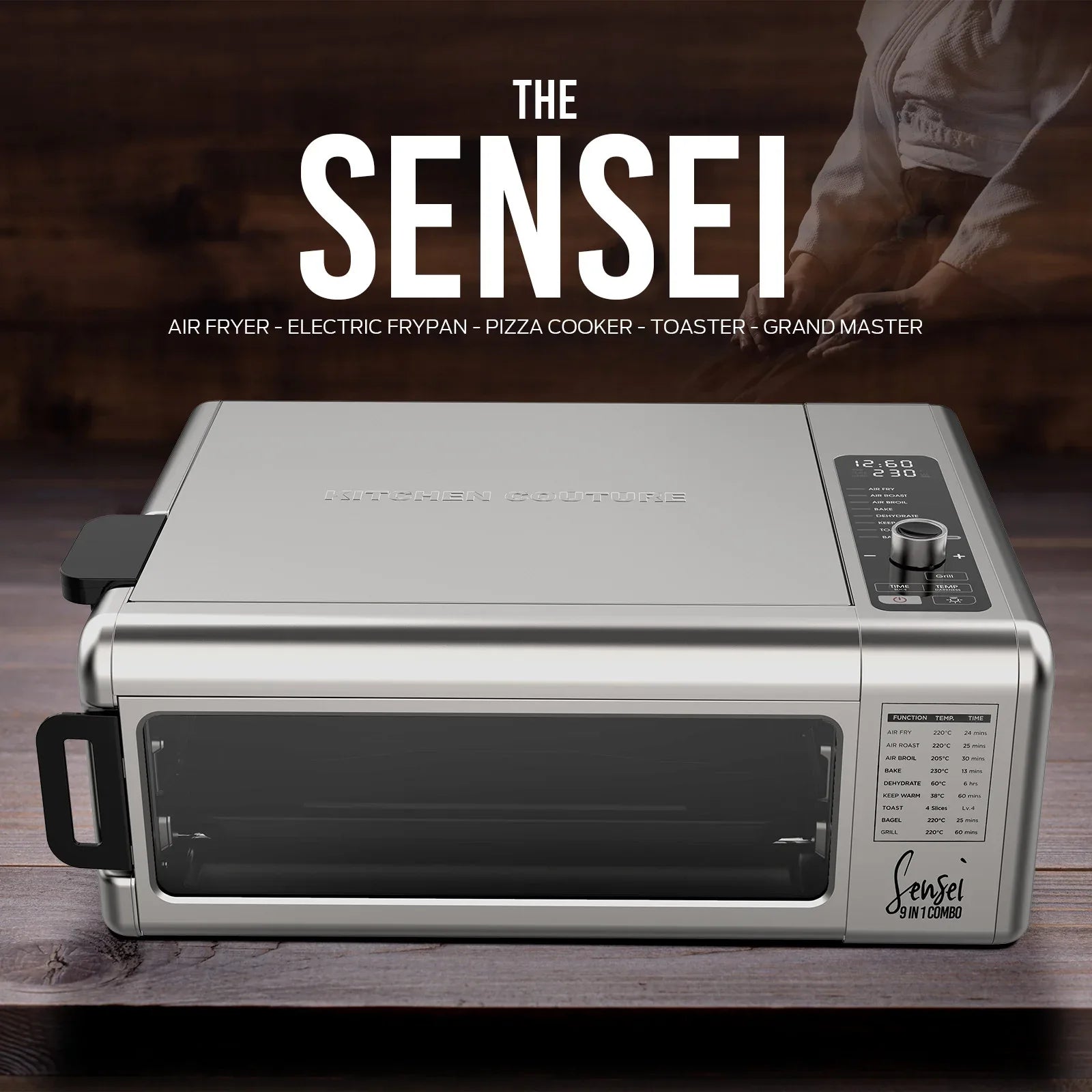 Kitchen Couture 9-In-1 Sensei XL Flip Air Fryer Oven Grill Stainless Steel - Mekamart Australia