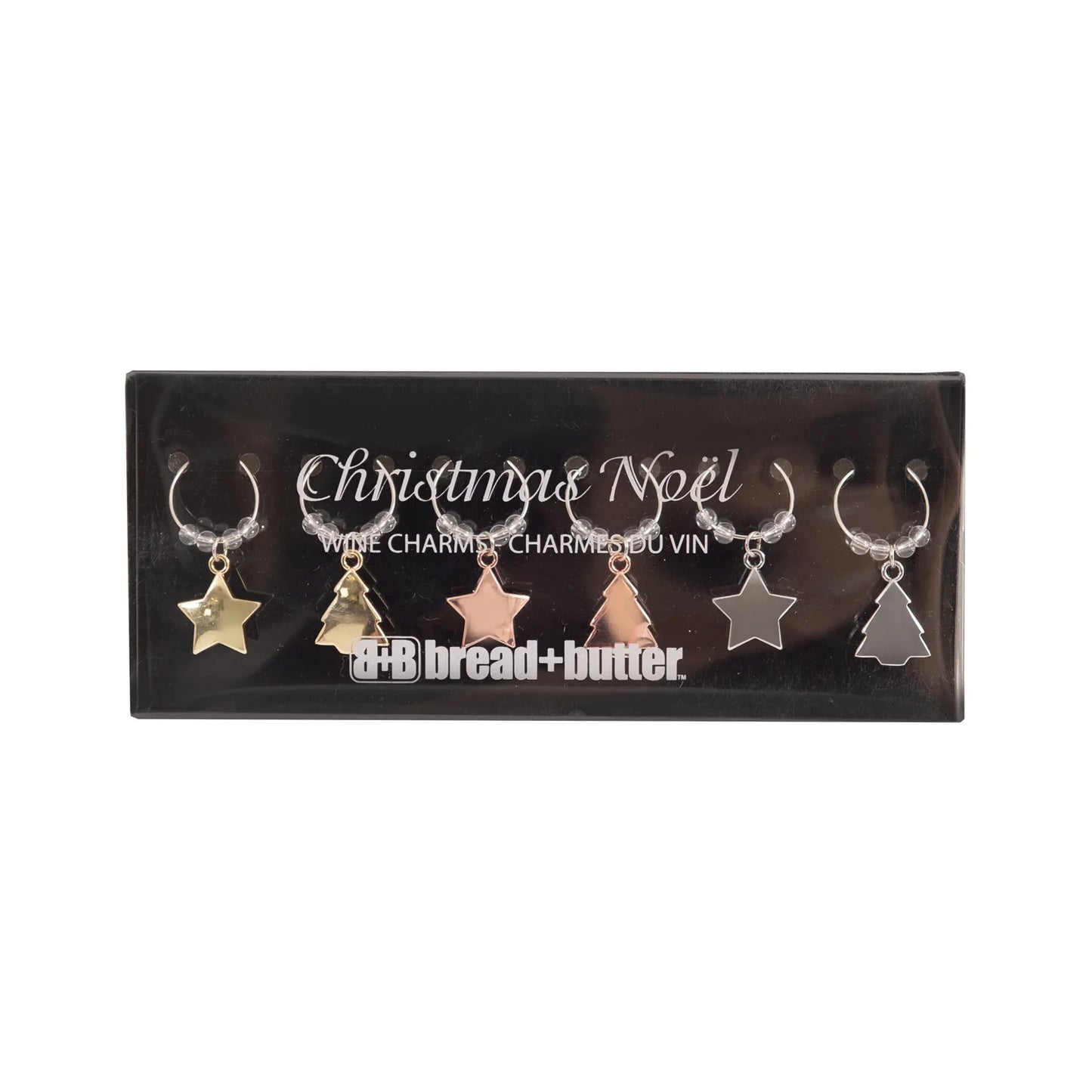 Bread and Butter (3) Star and (3) Tree Wine Glass Charms - 6 Pack - Mekamart Australia
