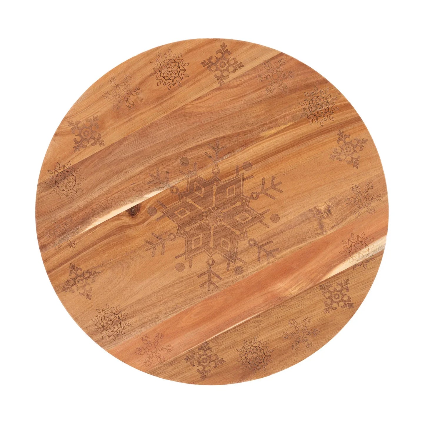 Bread and Butter 18 Inch Wooden Lazy Susan Tray - Wood Snowflake - Mekamart Australia
