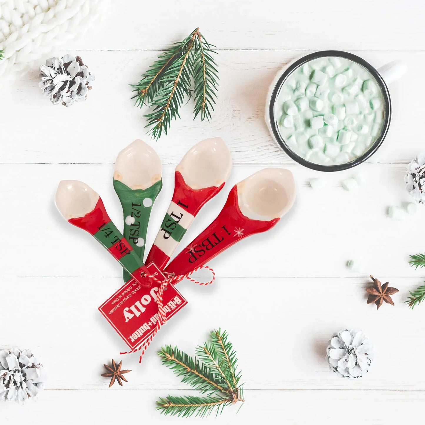 Bread and Butter Gnome Measuring Spoons - 4 Pack - Green/ Red/ White - Mekamart Australia
