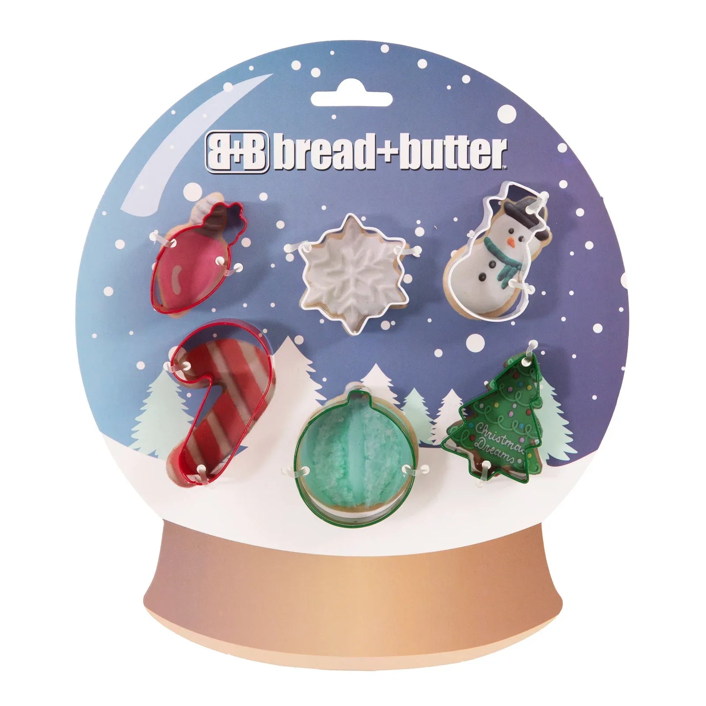 Bread and Butter Cookie Cutter - Globe, Flake, SnowMan, Cane, Sock, Tree - 6 Pk - Mekamart Australia