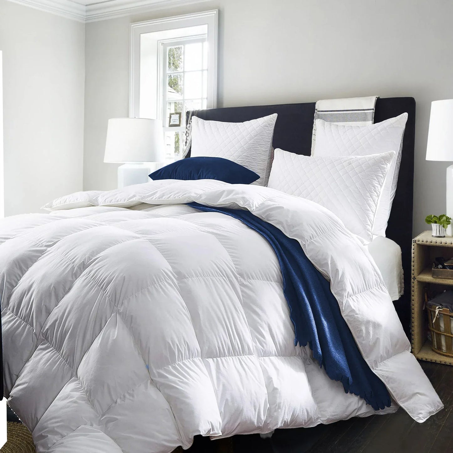 Royal Comfort Quilt 50% Duck Down 50% Duck Feather 233TC Cotton Pure Soft Duvet - Queen - White - Mekamart Australia