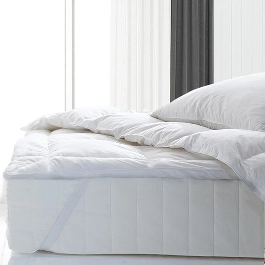 Royal Comfort Fitted Foam Cover Underlay Goose Mattress Topper 1000GSM - King - White - Mekamart Australia