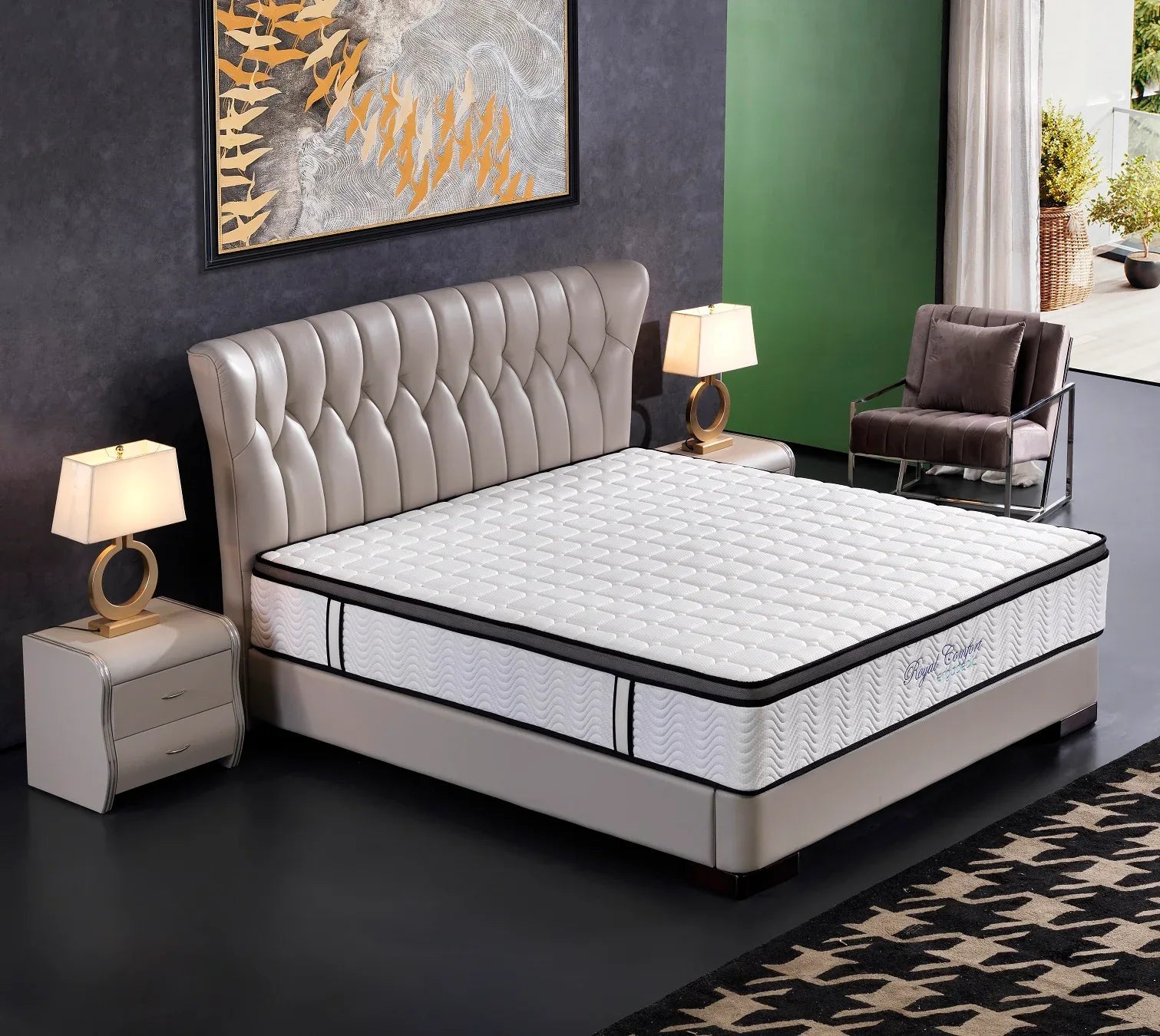 Ergopedic Mattress 5 Zone Latex Pocket Spring Mattress In A Box 30cm - Queen - White Grey Black - Mekamart Australia