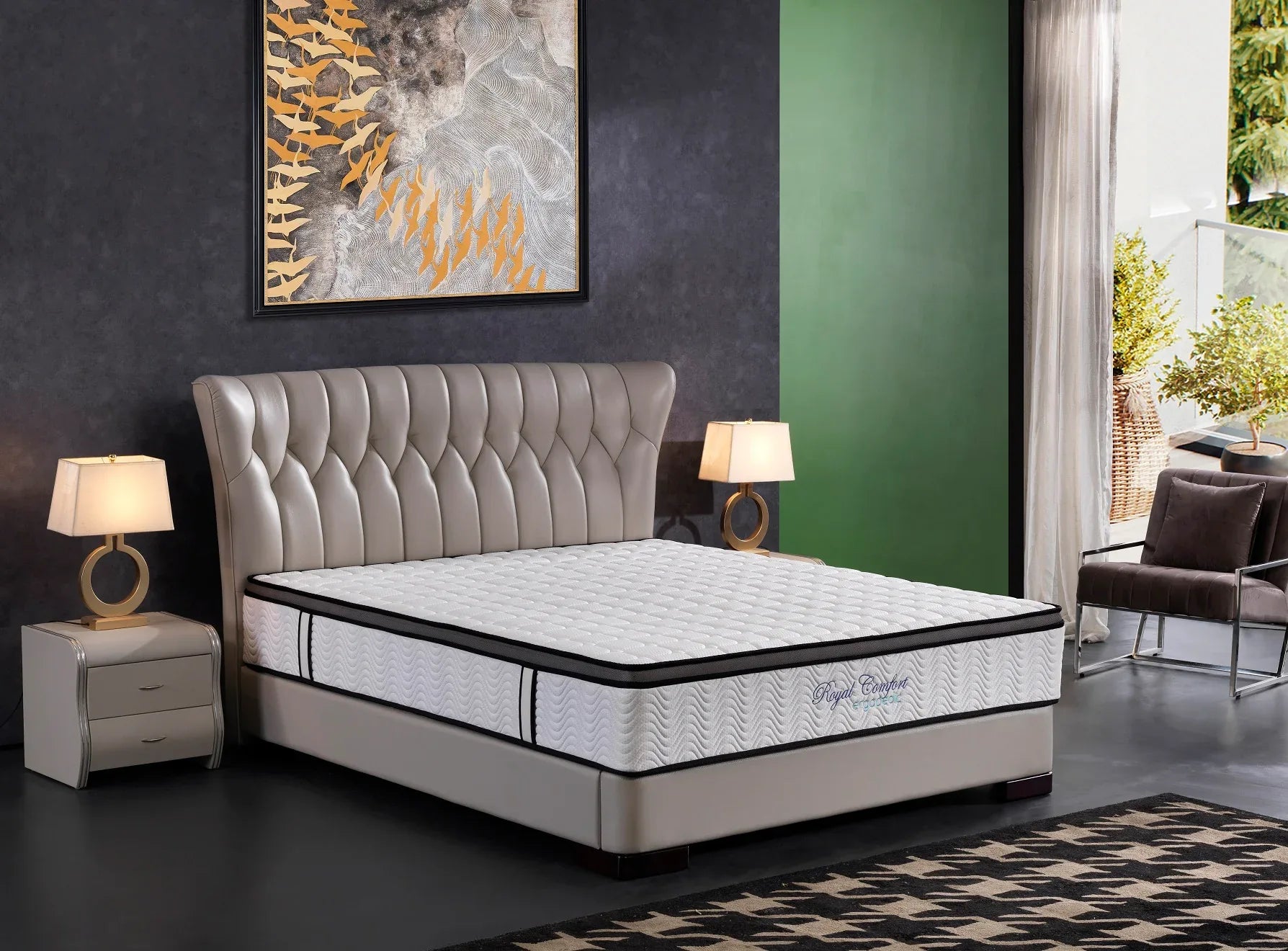 Ergopedic Mattress 5 Zone Latex Pocket Spring Mattress In A Box 30cm - Queen - White Grey Black - Mekamart Australia