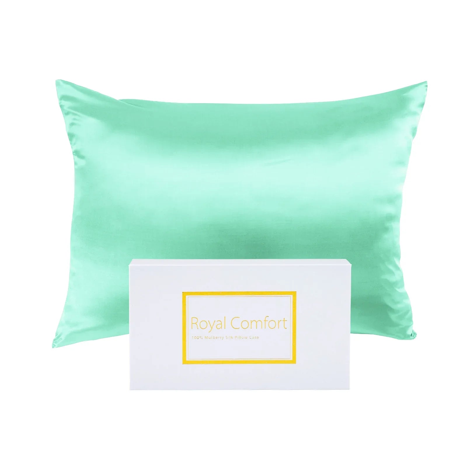 Royal Comfort Mulberry Soft Silk Hypoallergenic Pillowcase Twin Pack 51 x 76cm - Mint - Mekamart Australia