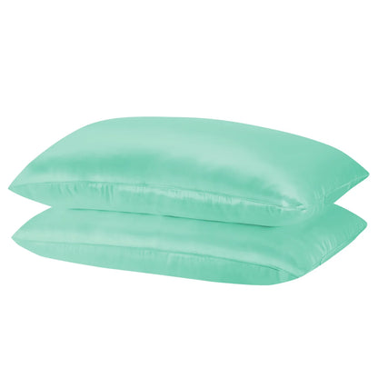 Royal Comfort Mulberry Soft Silk Hypoallergenic Pillowcase Twin Pack 51 x 76cm - Mint - Mekamart Australia
