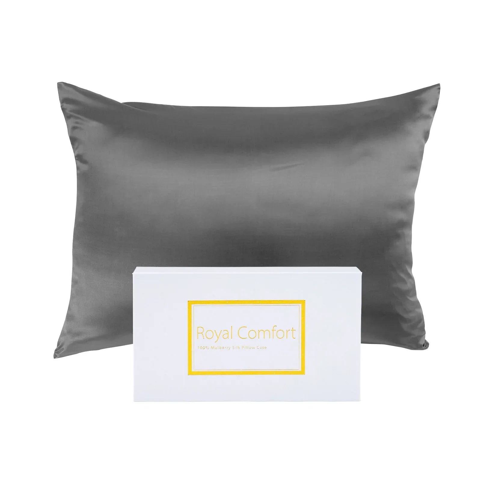 Royal Comfort Pure Silk Pillow Case 100% Mulberry Silk Hypoallergenic Pillowcase - Charcoal - Mekamart Australia