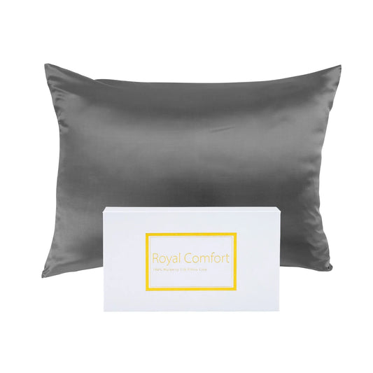 Royal Comfort Pure Silk Pillow Case 100% Mulberry Silk Hypoallergenic Pillowcase - Charcoal - Mekamart Australia
