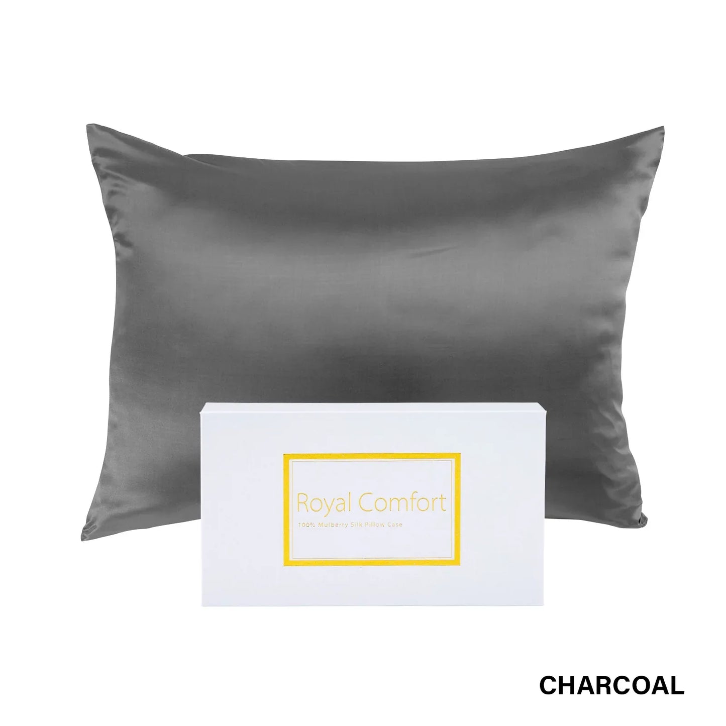 Royal Comfort Pure Silk Pillow Case 100% Mulberry Silk Hypoallergenic Pillowcase - Charcoal - Mekamart Australia