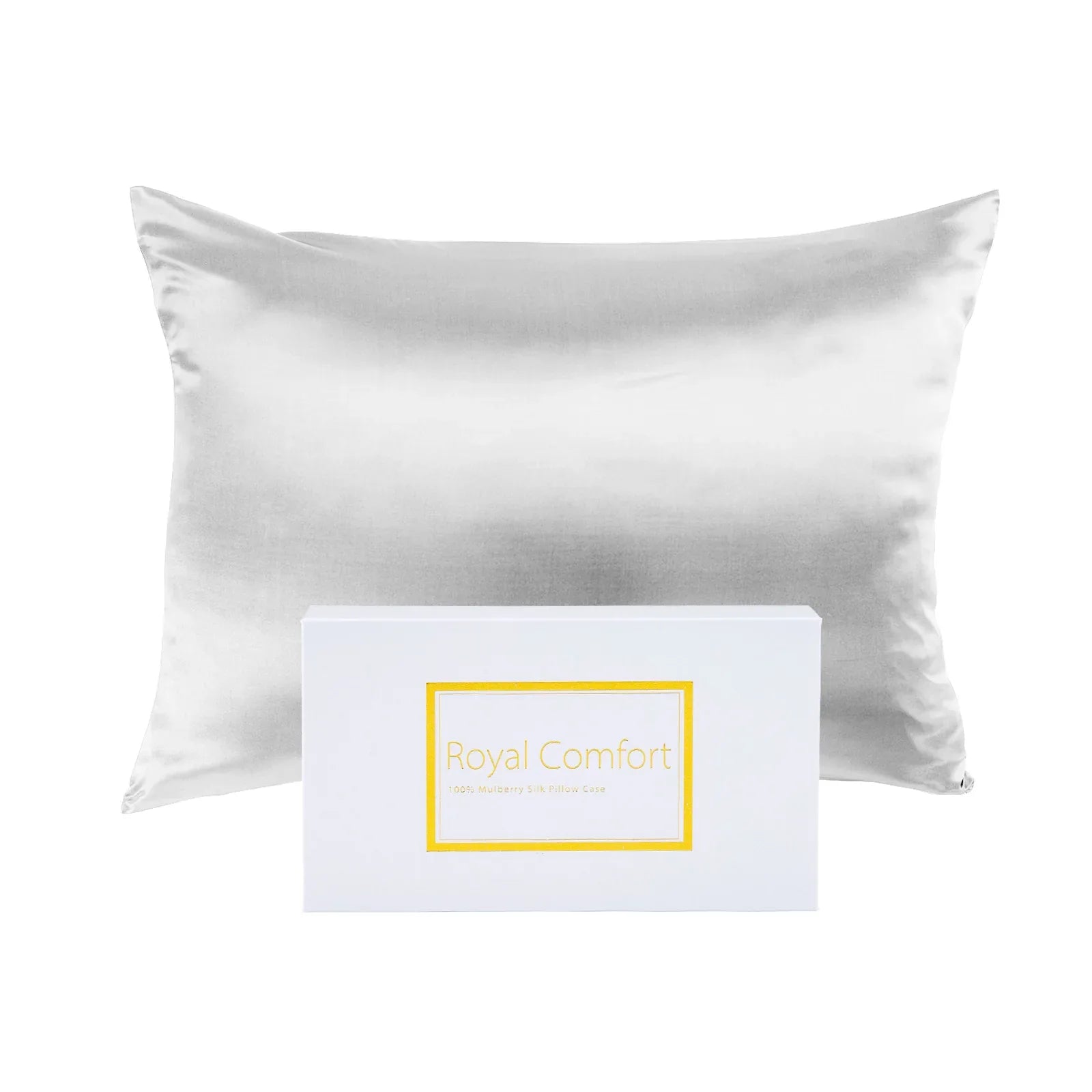 Royal Comfort Pure Silk Pillow Case 100% Mulberry Silk Hypoallergenic Pillowcase - Silver - Mekamart Australia