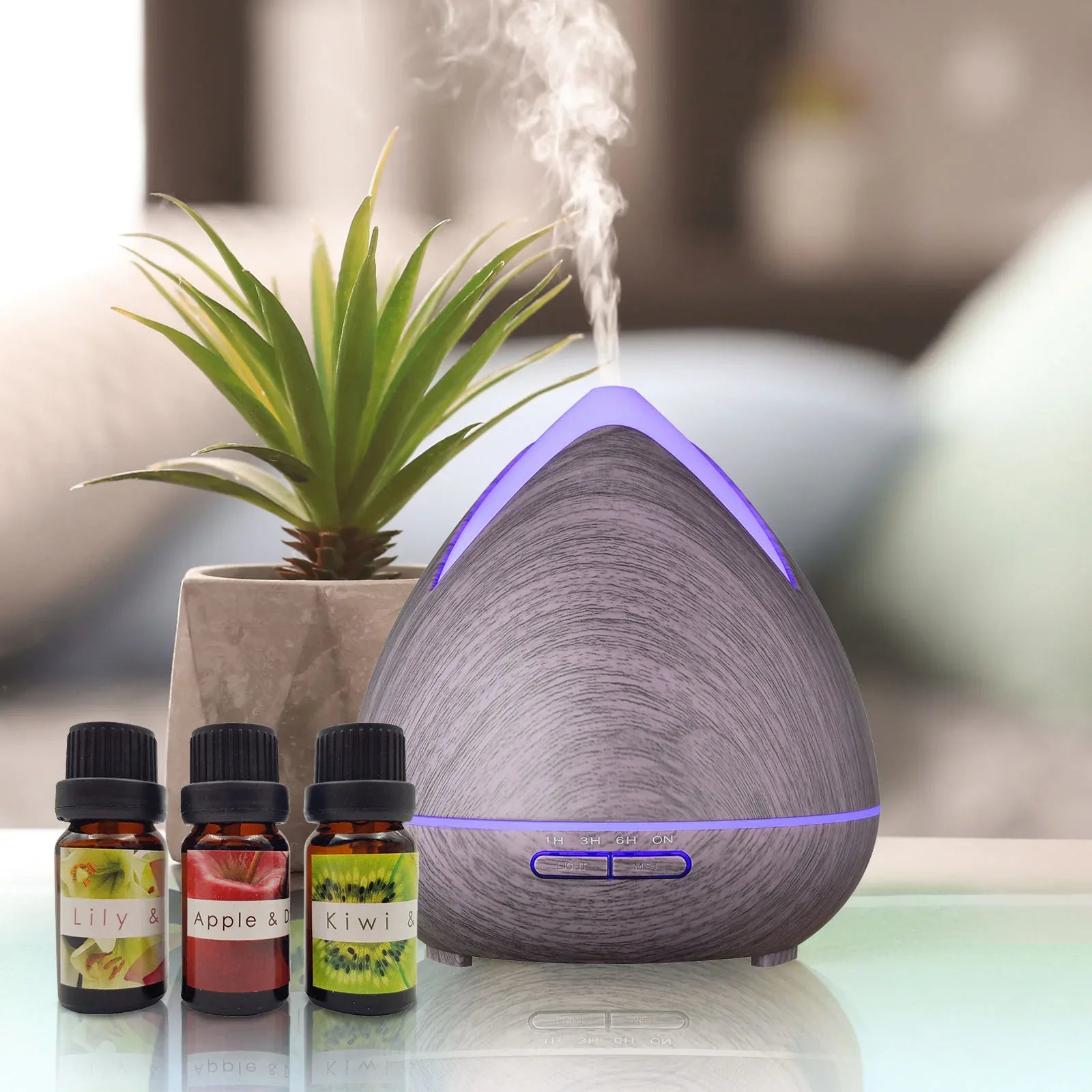 Essential Oils Ultrasonic Aromatherapy Diffuser Air Humidifier Purify 400ML - Violet - Mekamart Australia