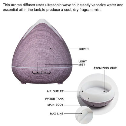Essential Oils Ultrasonic Aromatherapy Diffuser Air Humidifier Purify 400ML - Violet - Mekamart Australia