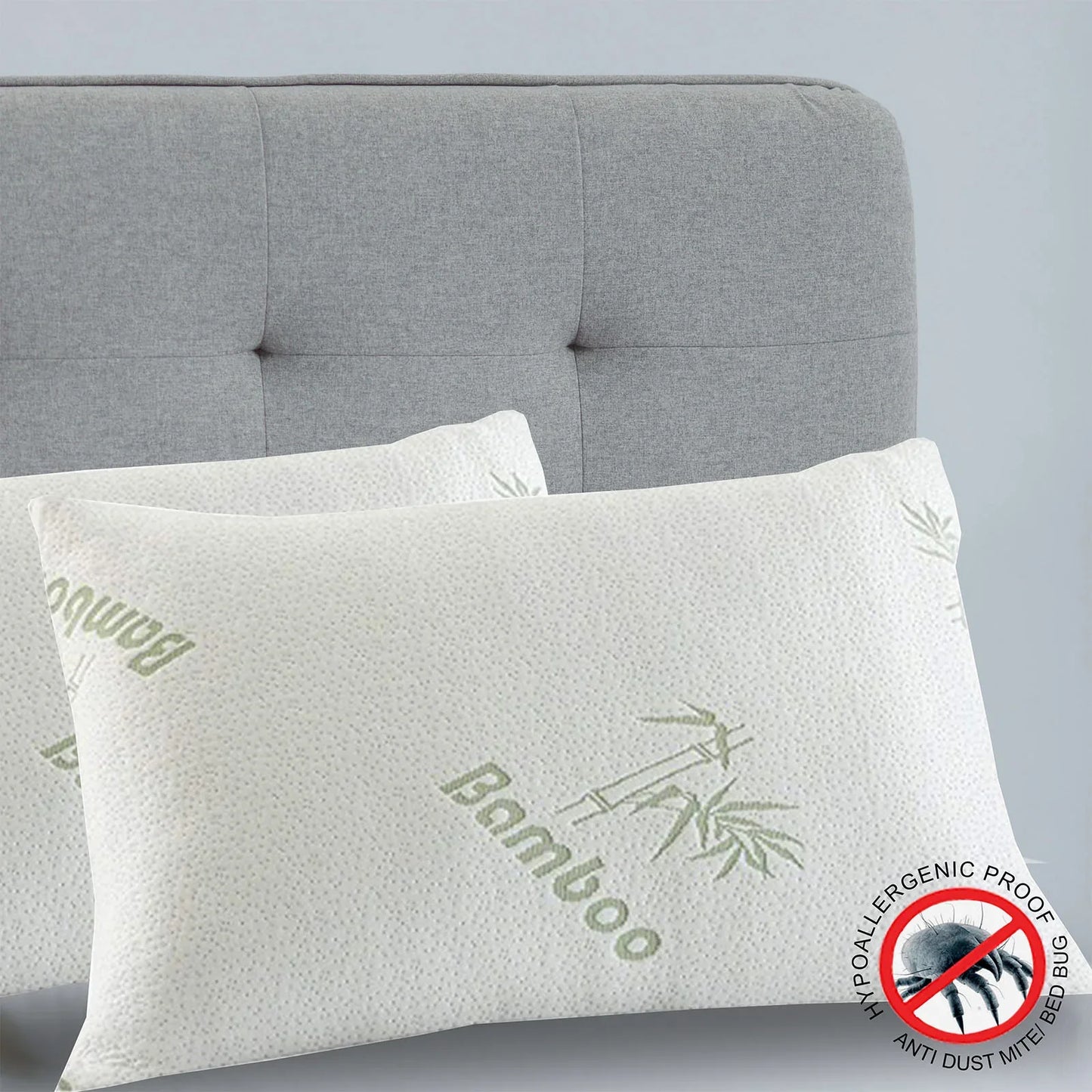 Royal Comfort Luxury Bamboo Covered Memory Foam Pillow Twin Pack Hypoallergenic - Mekamart Australia