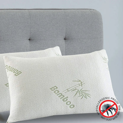 Royal Comfort Luxury Bamboo Covered Memory Foam Pillow Twin Pack Hypoallergenic - Mekamart Australia